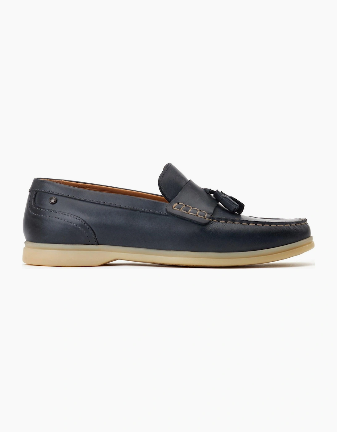 Base London Bonito Mens Leather Loafer Shoes Navy