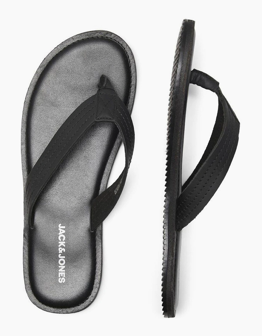 Jack & Jones Washton Mens Leather Sandals Anthracite