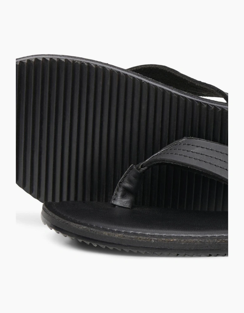 Jack & Jones Washton Mens Leather Sandals Anthracite