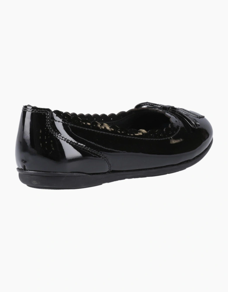 Hush Puppies Lillie Patent Junior Girls Ballerina Shoes Black