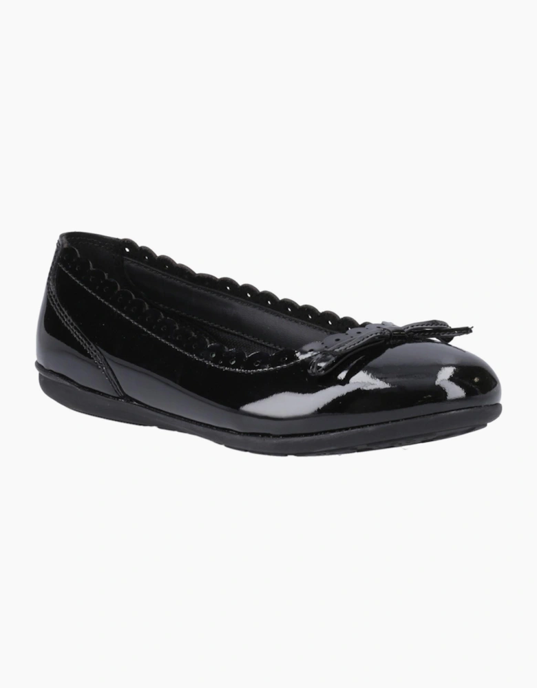 Hush Puppies Lillie Patent Junior Girls Ballerina Shoes Black