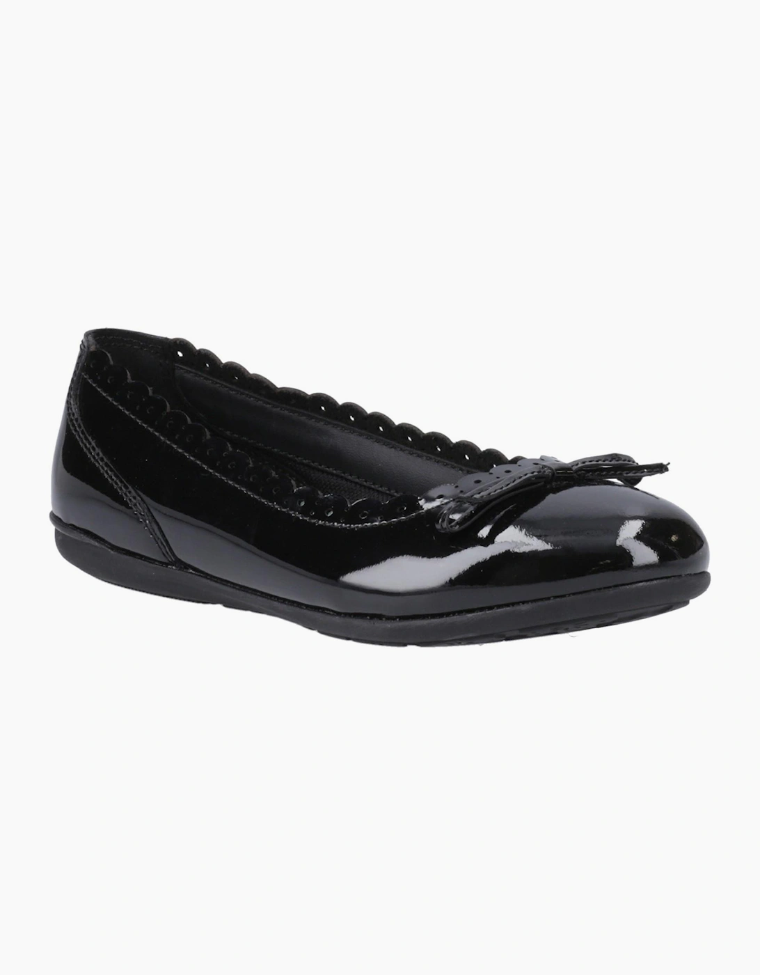 Hush Puppies Lillie Patent Junior Girls Ballerina Shoes Black