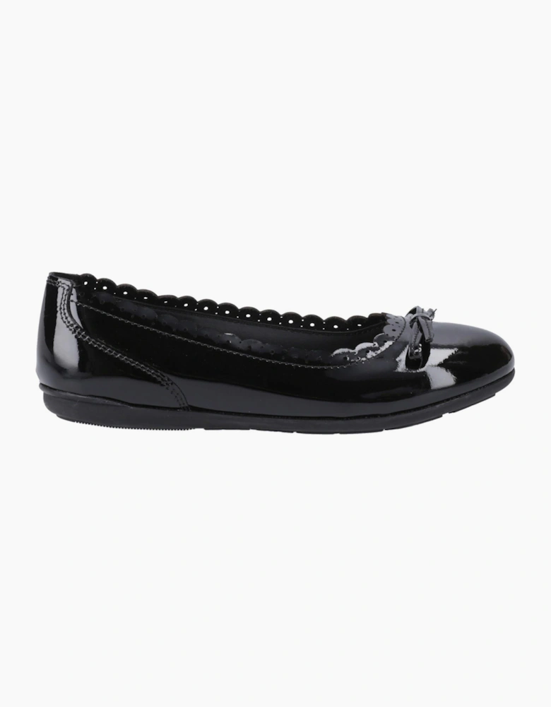 Hush Puppies Lillie Patent Junior Girls Ballerina Shoes Black