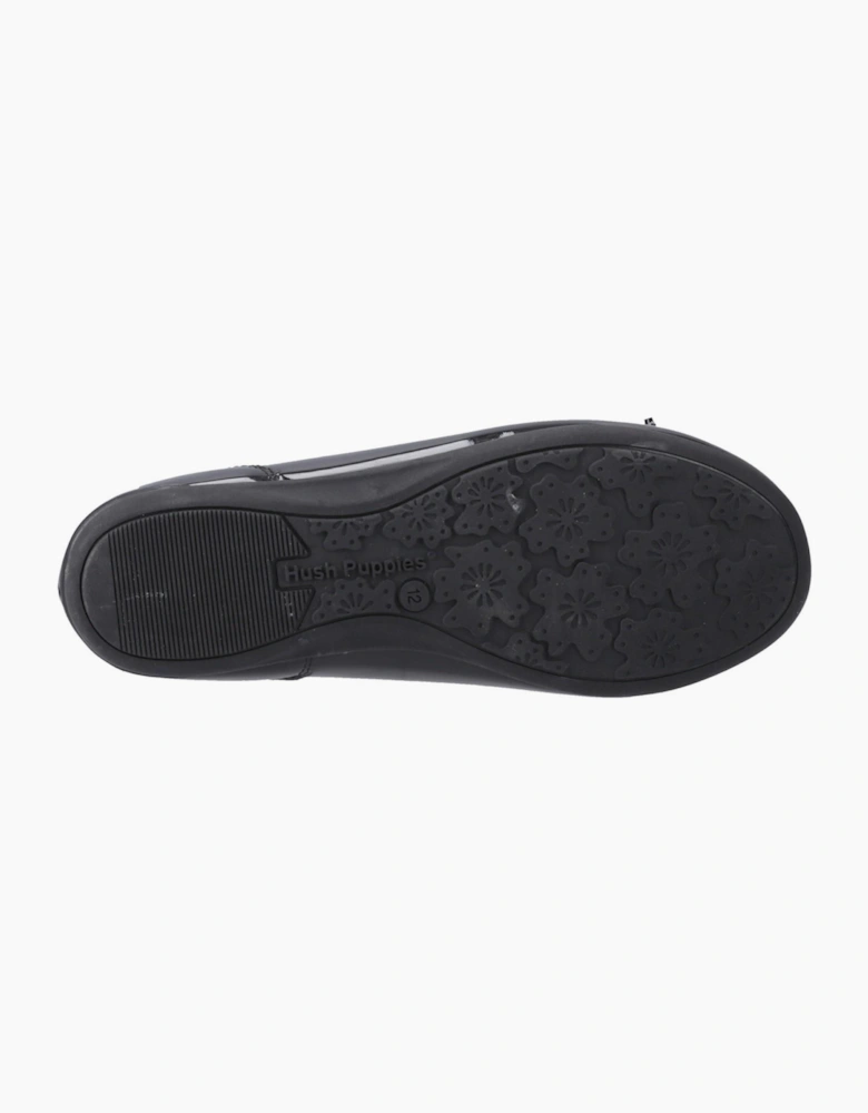 Hush Puppies Lillie Patent Junior Girls Ballerina Shoes Black