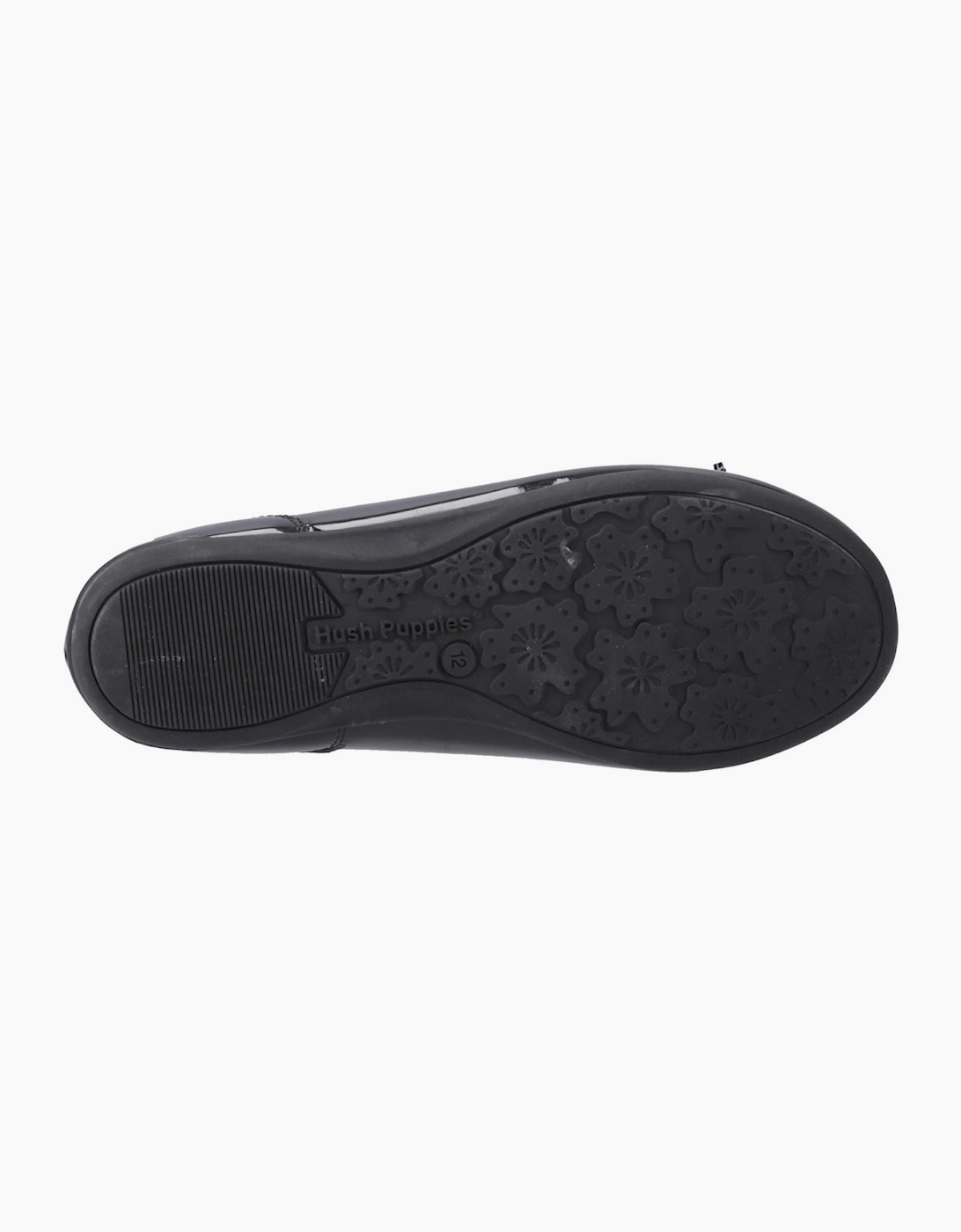 Hush Puppies Lillie Patent Junior Girls Ballerina Shoes Black