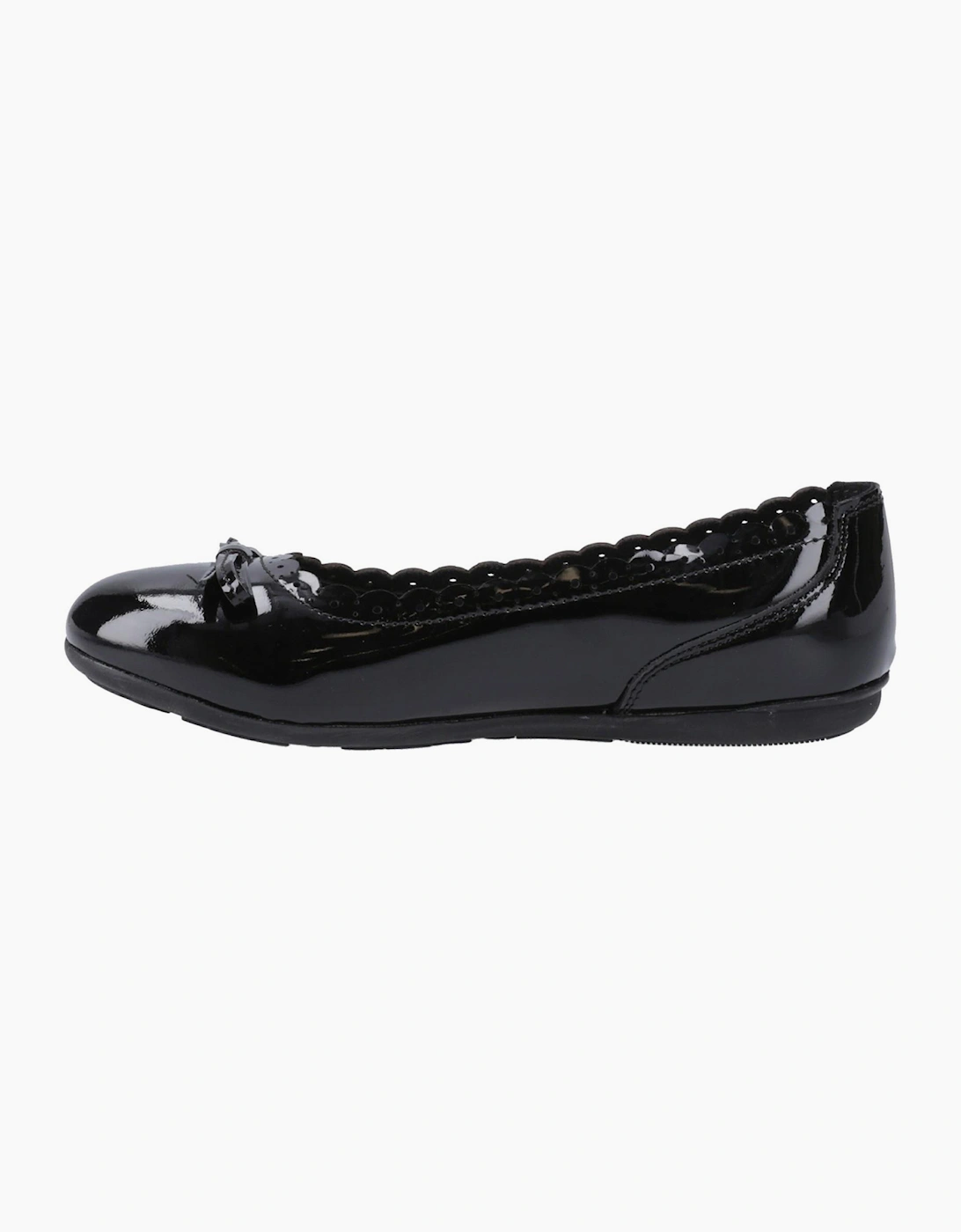 Hush Puppies Lillie Patent Junior Girls Ballerina Shoes Black