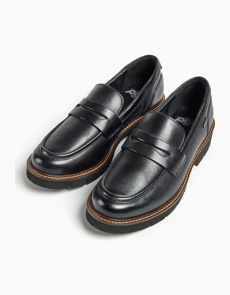 Pod Kaltin Womens Leather Loafer Shoes Black