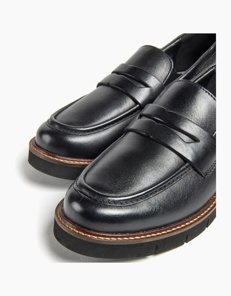 Pod Kaltin Womens Leather Loafer Shoes Black