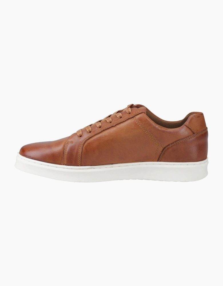 Hush Puppies Madden Leather Mens Trainers Tan / White
