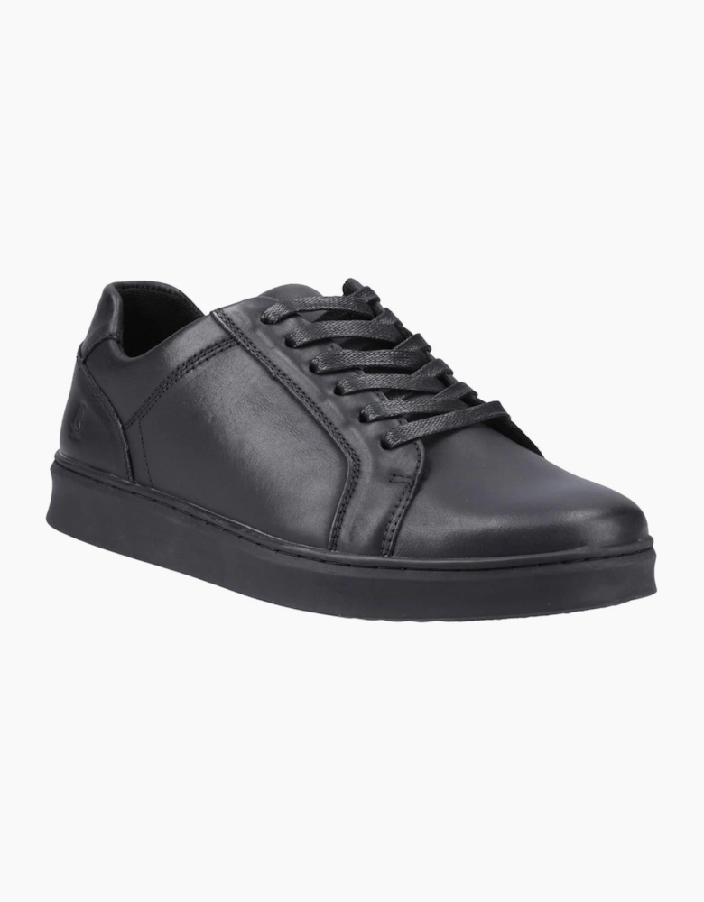 Hush Puppies Madden Leather Mens Trainers Black
