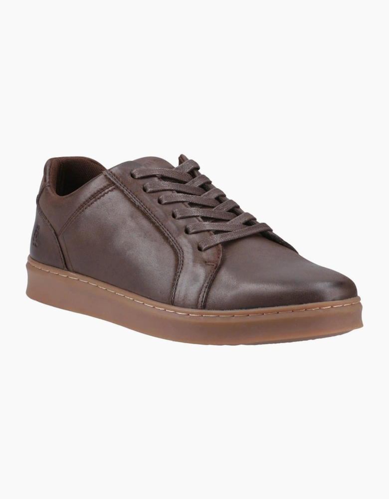 Hush Puppies Madden Leather Mens Trainers Coffee