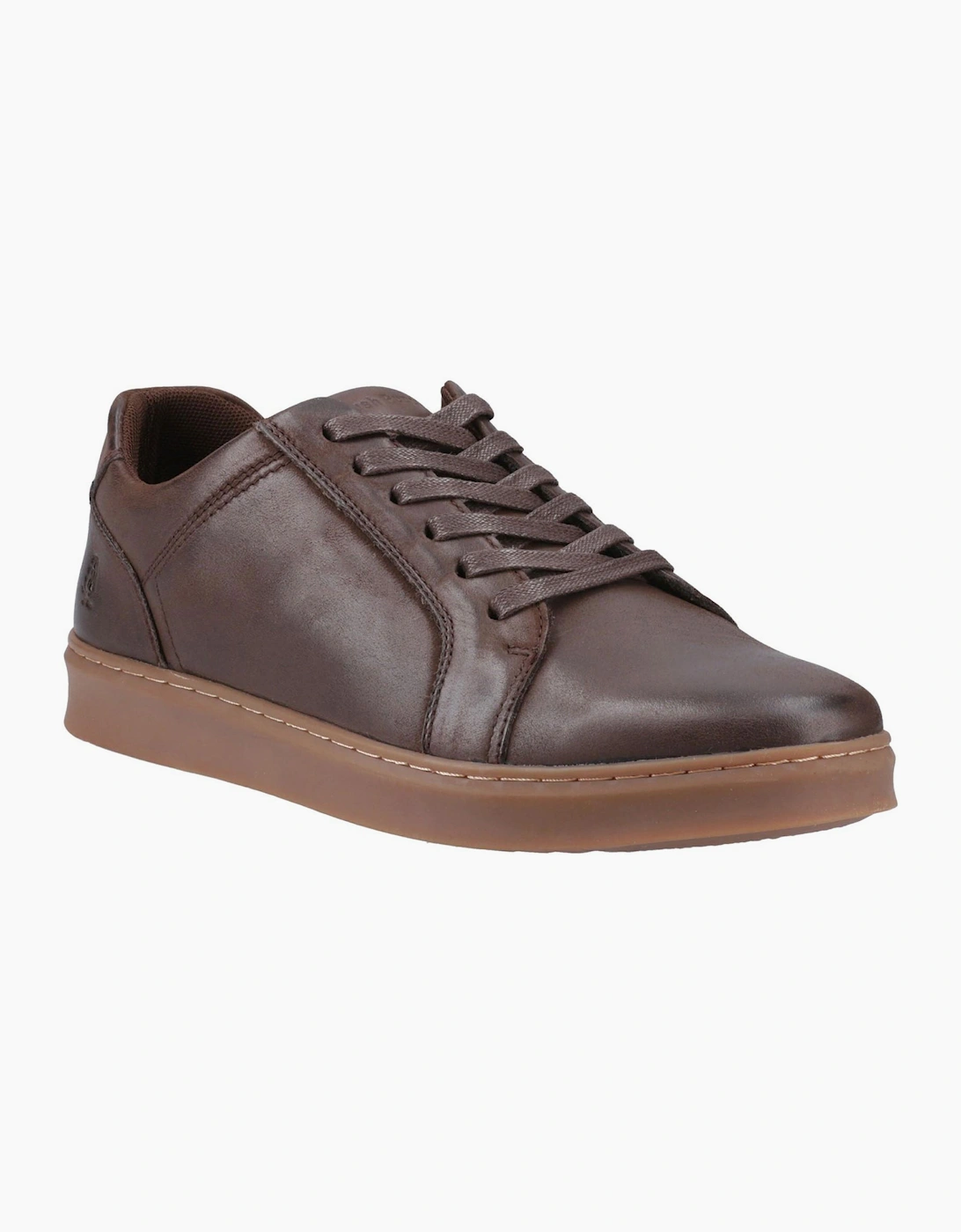 Hush Puppies Madden Leather Mens Trainers Coffee