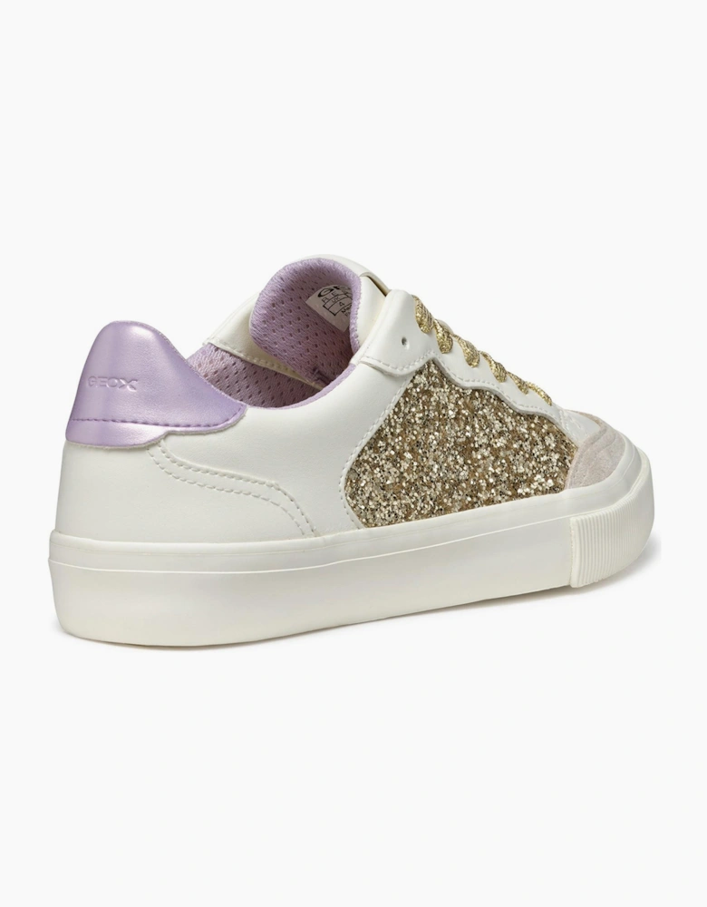 Geox Emmeleny Womens Trainers Optic White/Light Gold