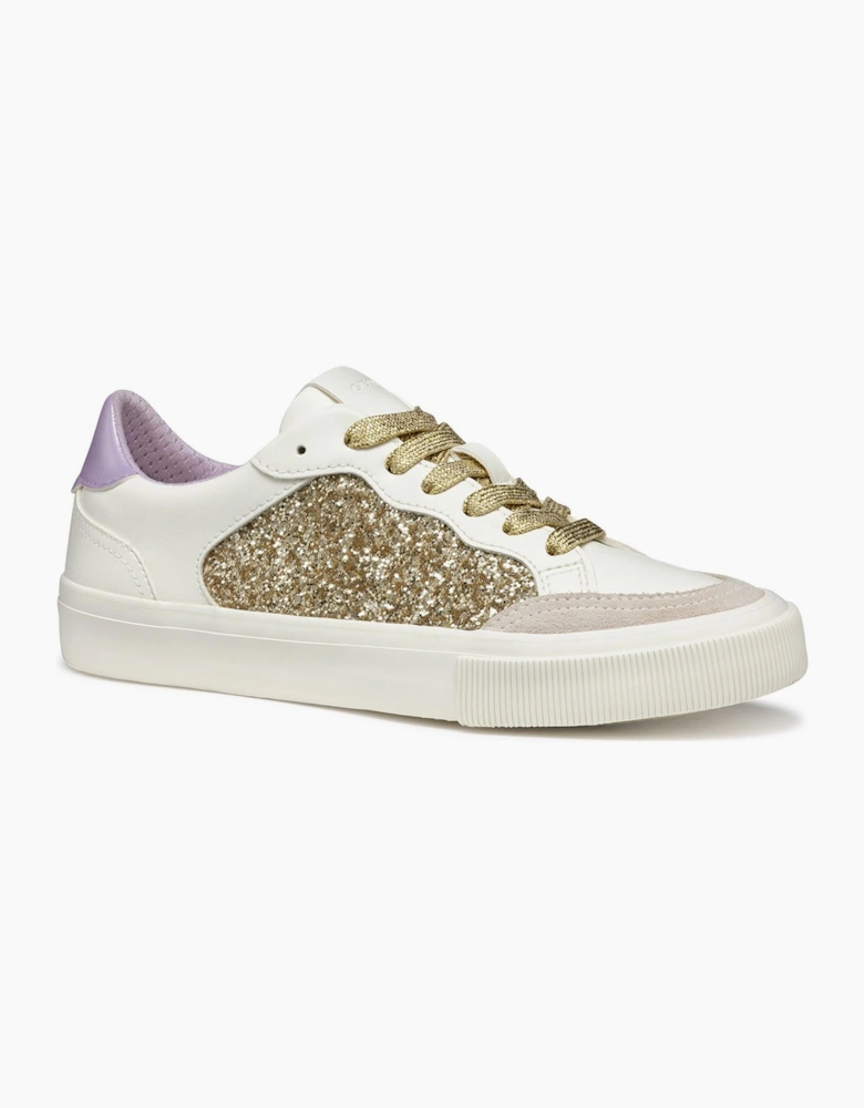 Geox Emmeleny Womens Trainers Optic White/Light Gold