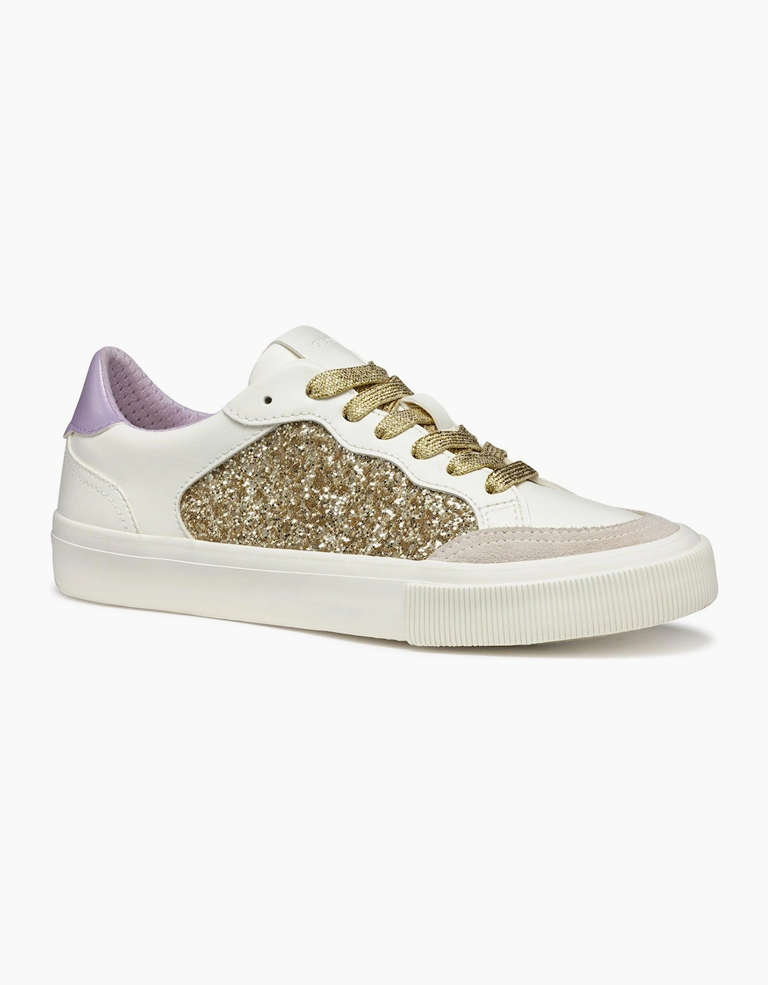 Geox Emmeleny Womens Trainers Optic White/Light Gold