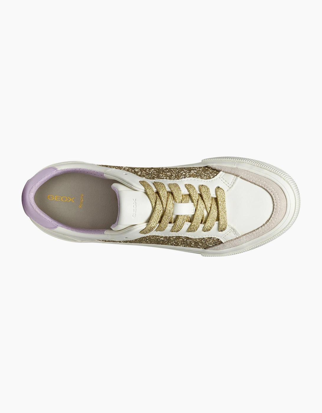 Geox Emmeleny Womens Trainers Optic White/Light Gold