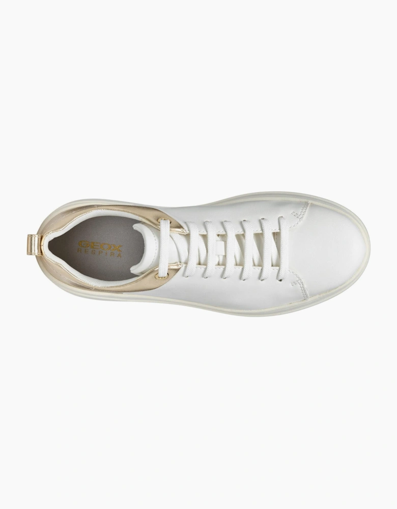 Geox Spherica ECUB-2 Womens Trainers White/Light Gold