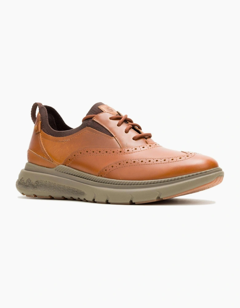 Hush Puppies Excel Wingtip Mens Leather Shoes Cognac