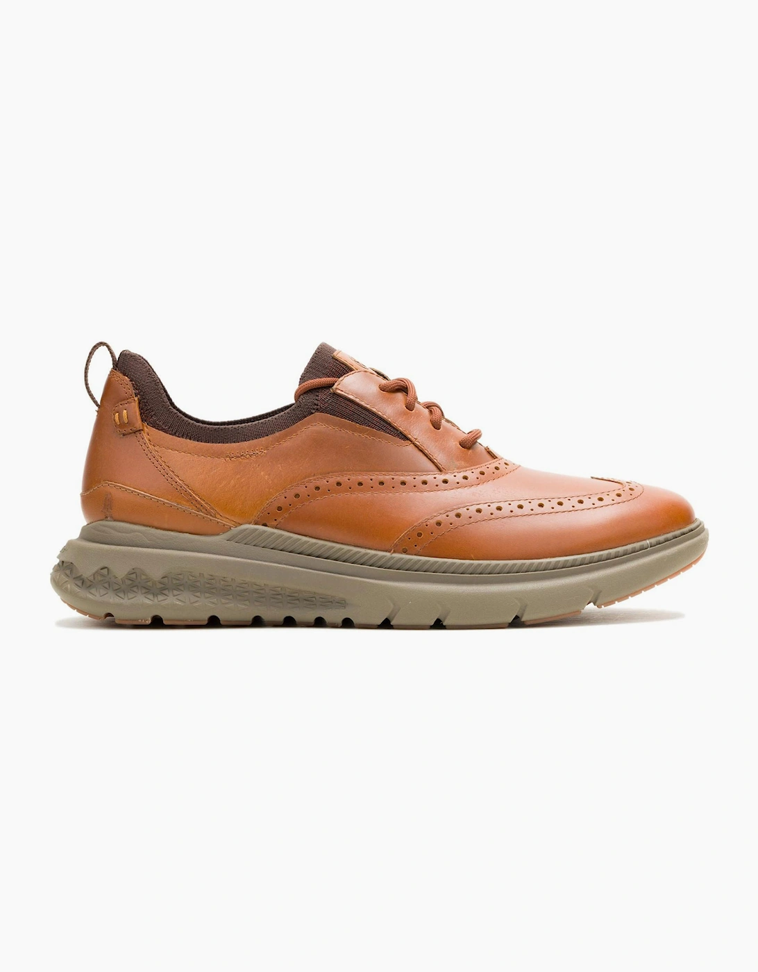 Hush Puppies Excel Wingtip Mens Leather Shoes Cognac