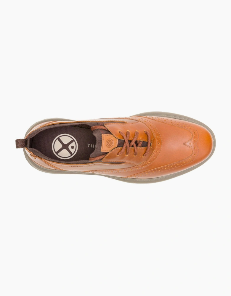 Hush Puppies Excel Wingtip Mens Leather Shoes Cognac