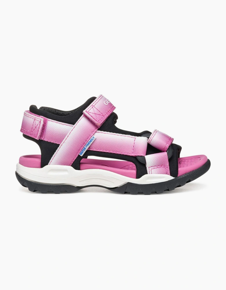 Geox Borealis Water-Friendly Girls Sandals Fuchsia/Black