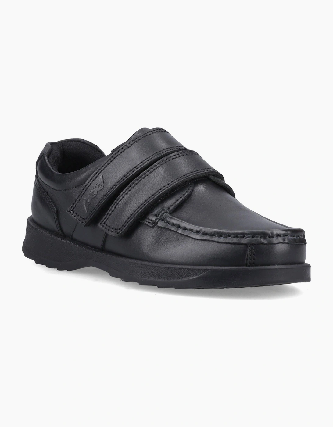 Pod Aran Leather Junior School Shoes Black