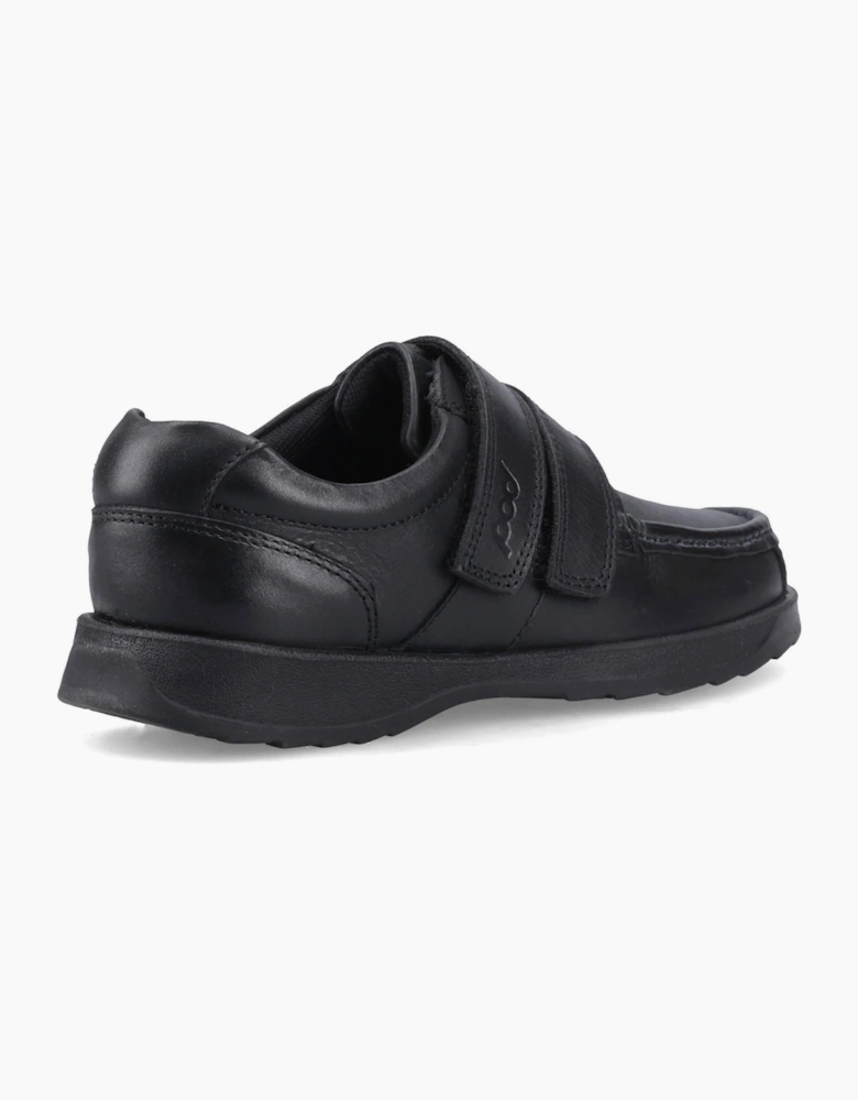 Pod Aran Leather Junior School Shoes Black