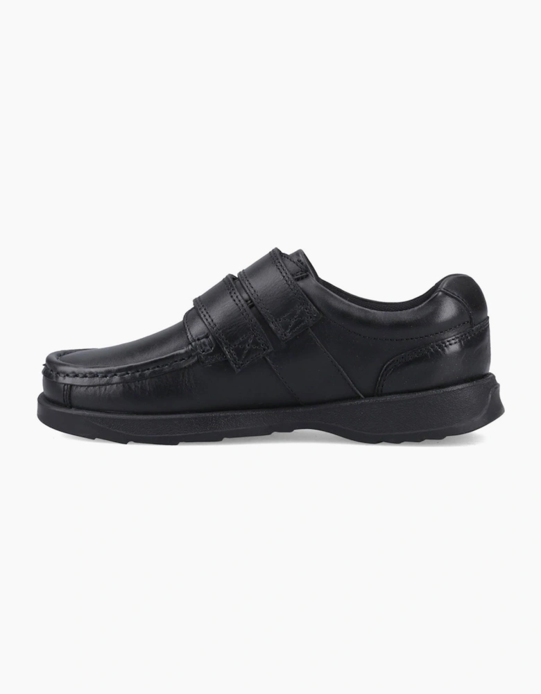 Pod Aran Leather Junior School Shoes Black