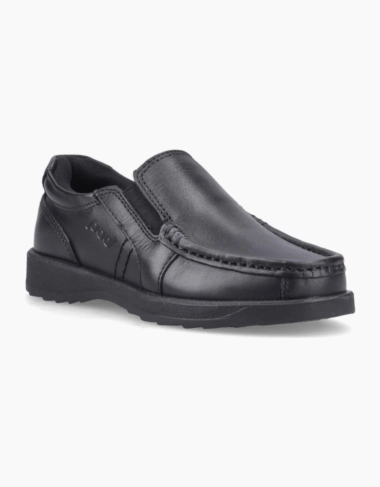 Pod Nyle Leather Junior School Shoes Black