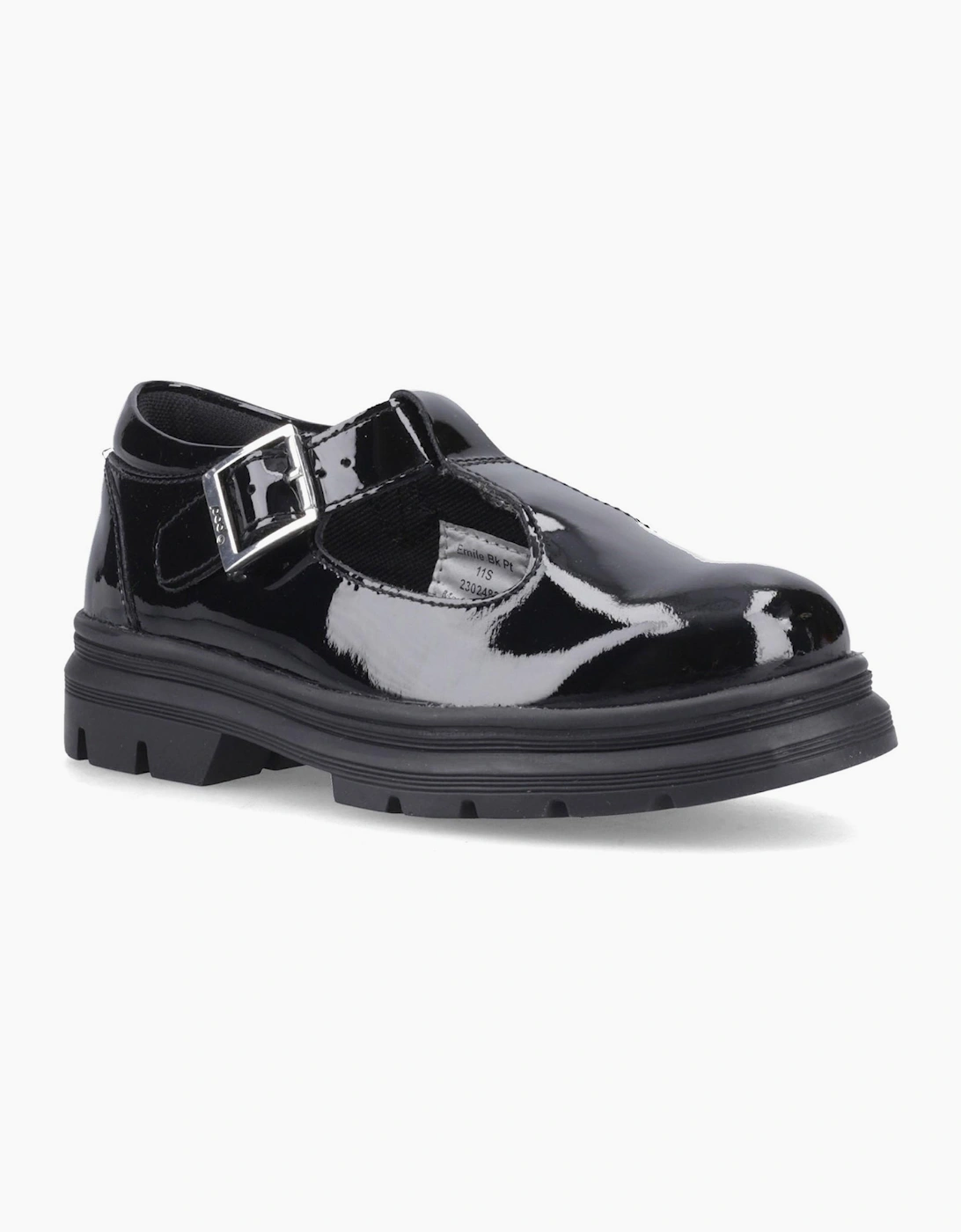 Pod Emilie Patent Girls School Shoes Black Patent