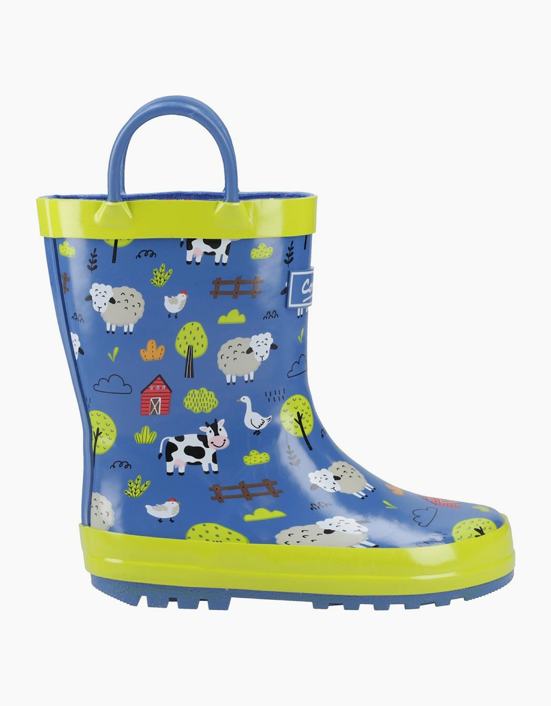 Cotswold Cotswold Puddle Kids Waterproof Pull On Wellington Boots Farm - Blue