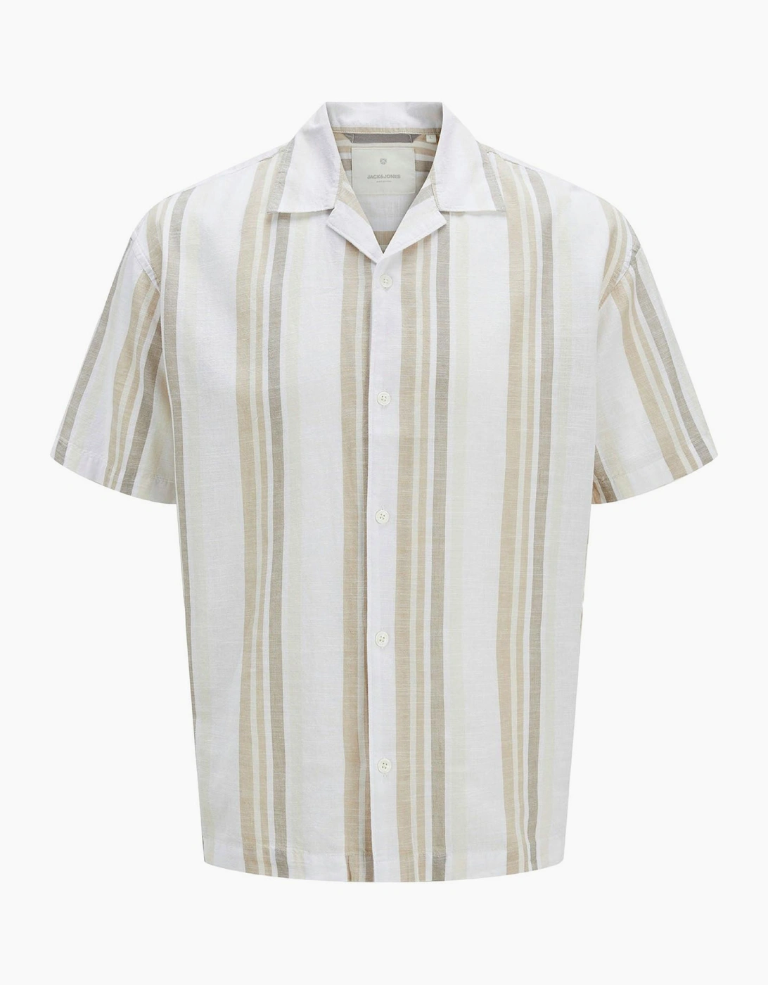 Jack & Jones Men's Jack & Jones Striped Linen Mens Shirt Travertine