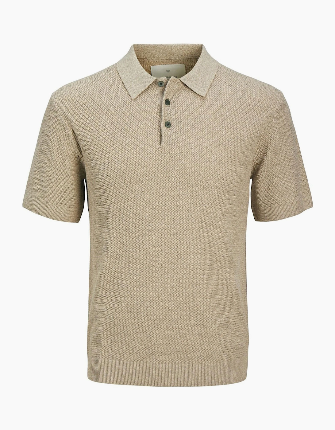 Jack & Jones Premium Knitted Mens Polo Shirt Greige