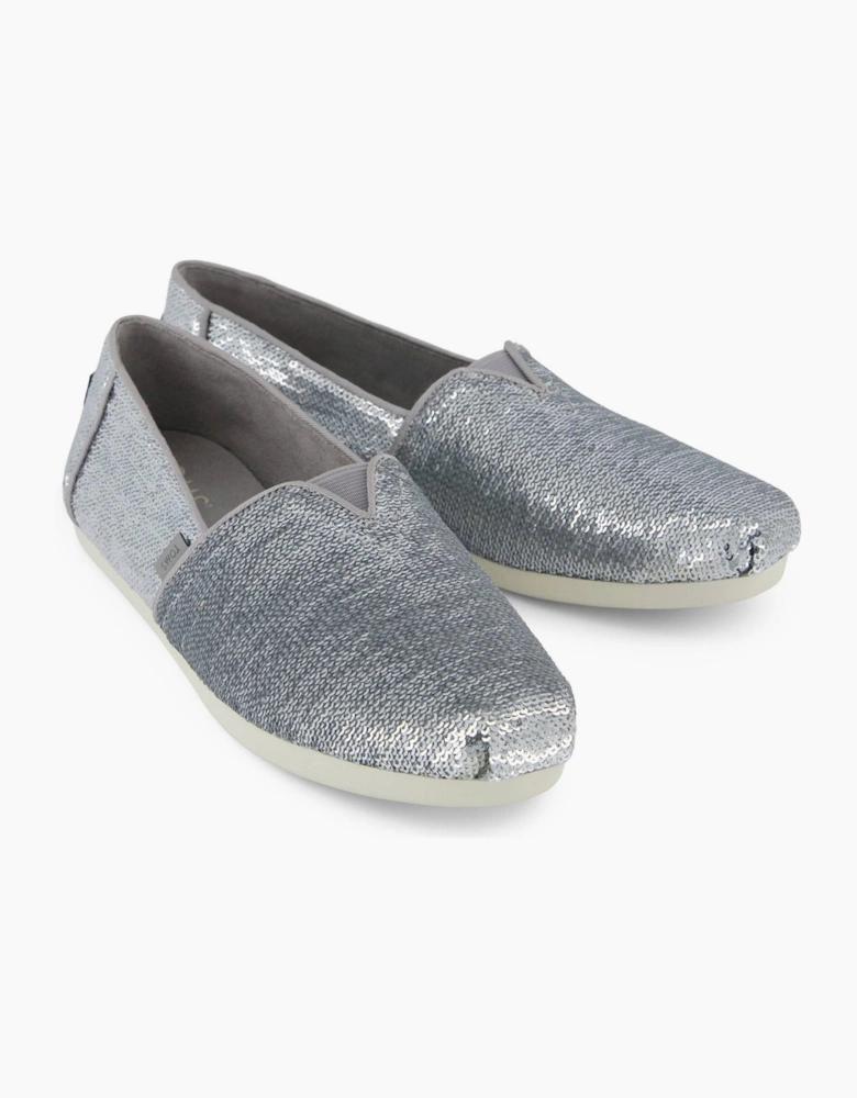 Toms Alpargata Womens Slip On Shoes Silver