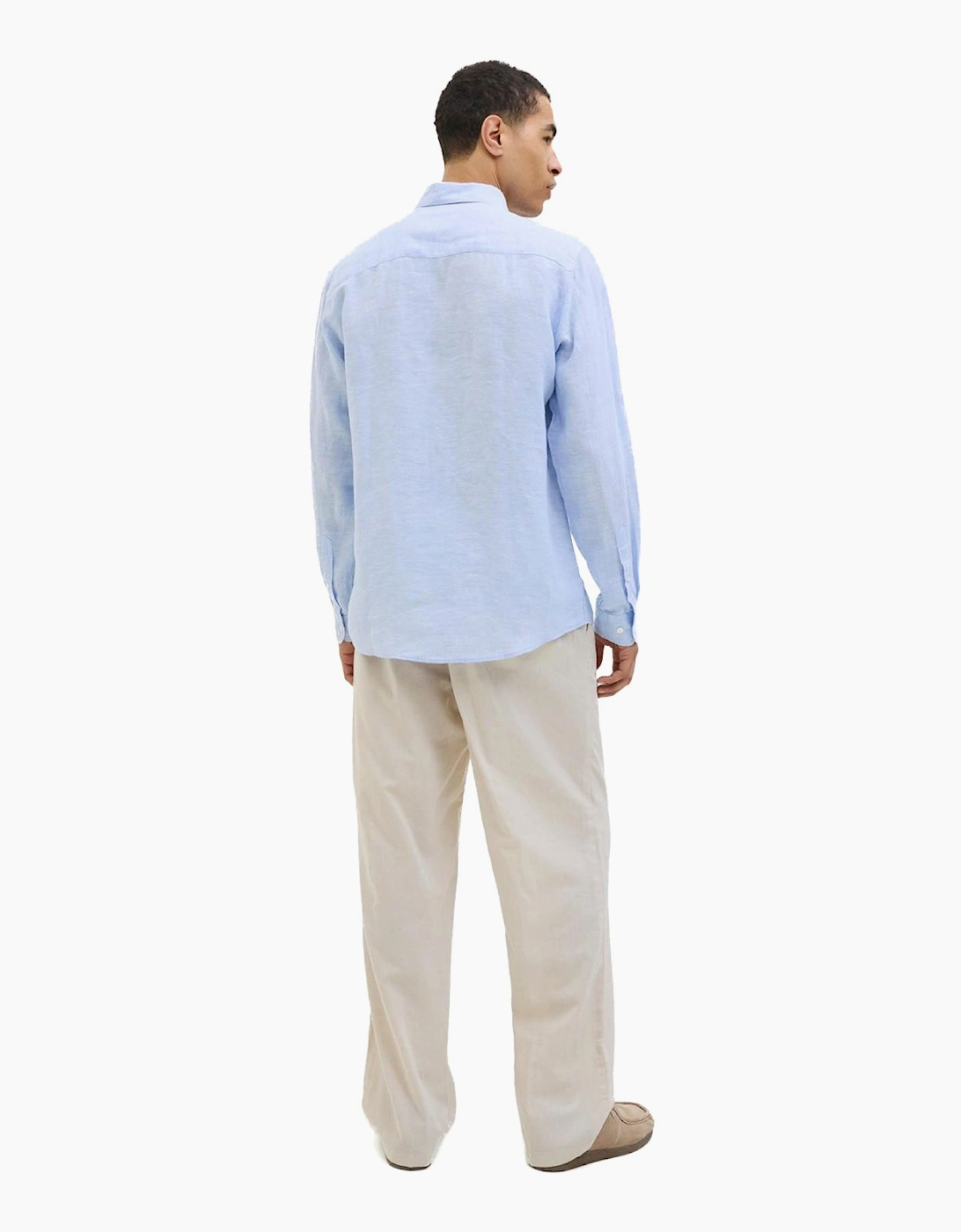Jack & Jones Linen Mens Shirt Brunnera Blue