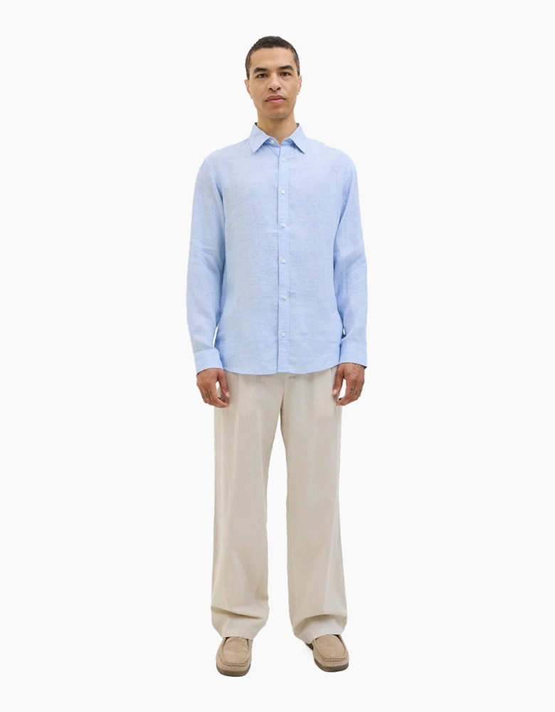 Jack & Jones Linen Mens Shirt Brunnera Blue