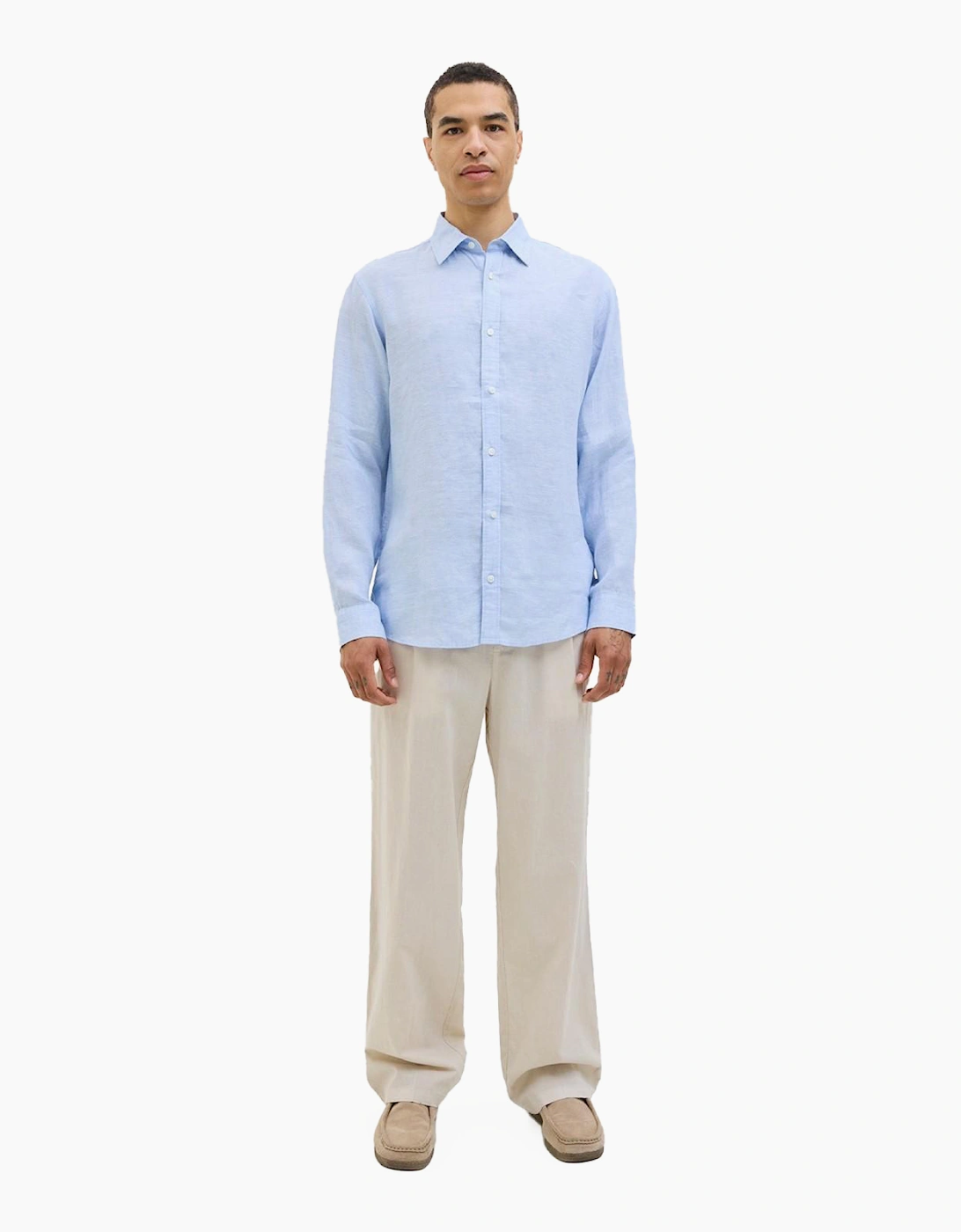 Jack & Jones Linen Mens Shirt Brunnera Blue