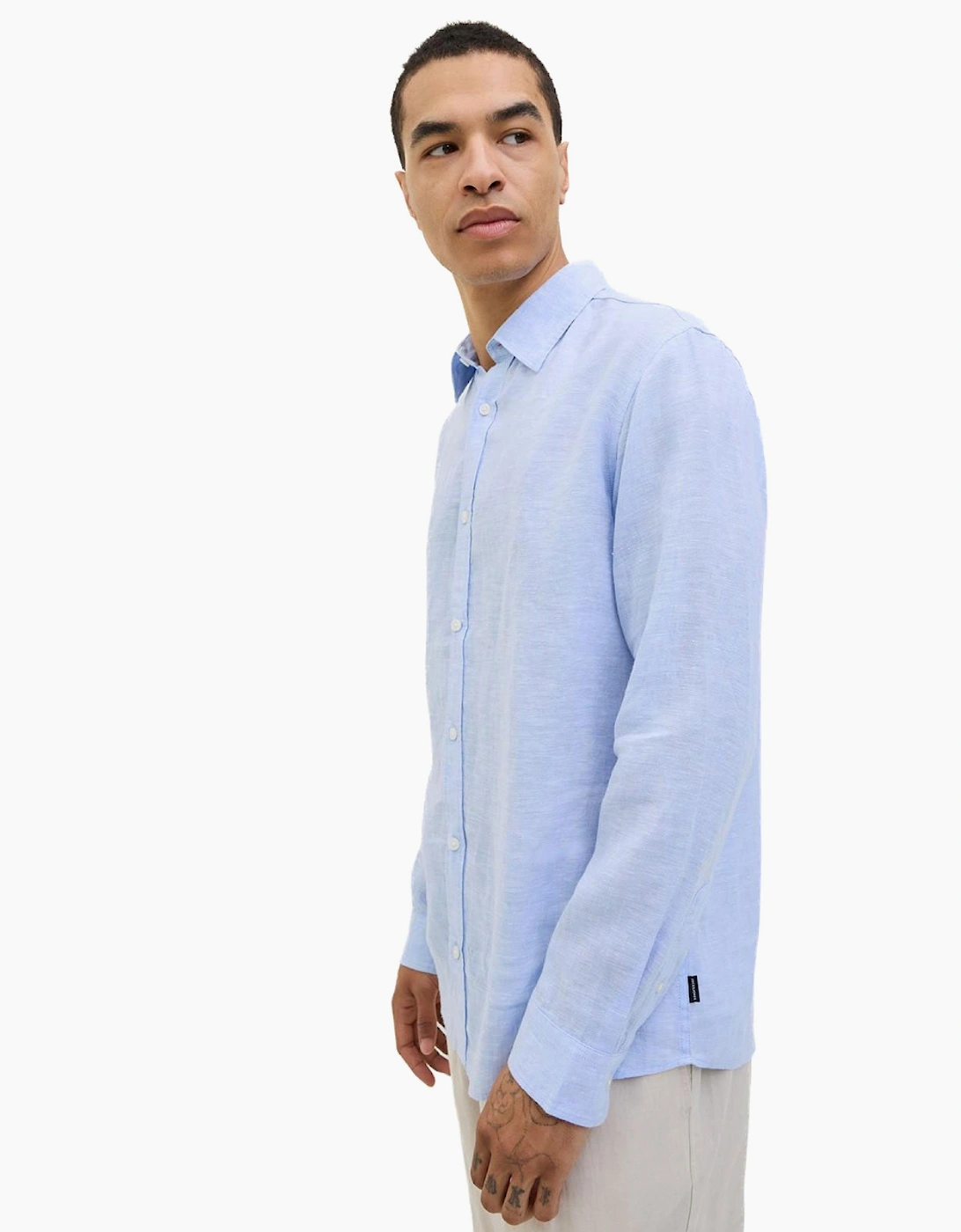 Jack & Jones Linen Mens Shirt Brunnera Blue