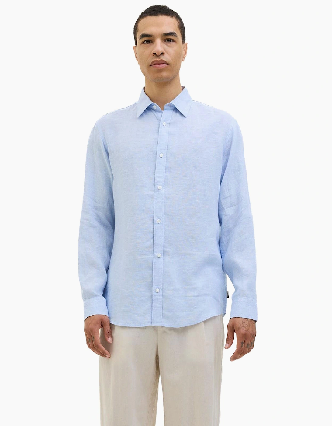 Jack & Jones Linen Mens Shirt Brunnera Blue