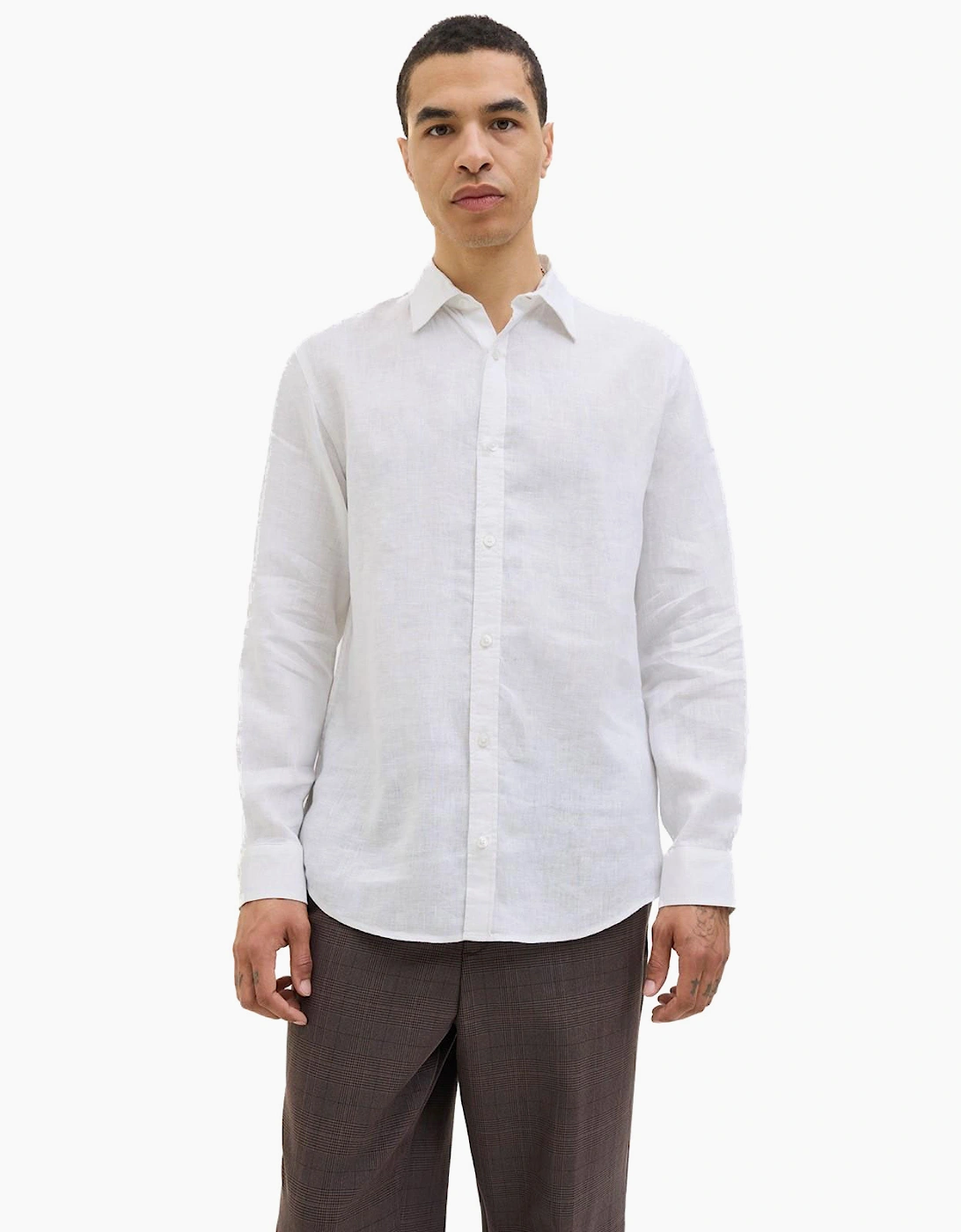 Jack & Jones Linen Mens Shirt Bright White