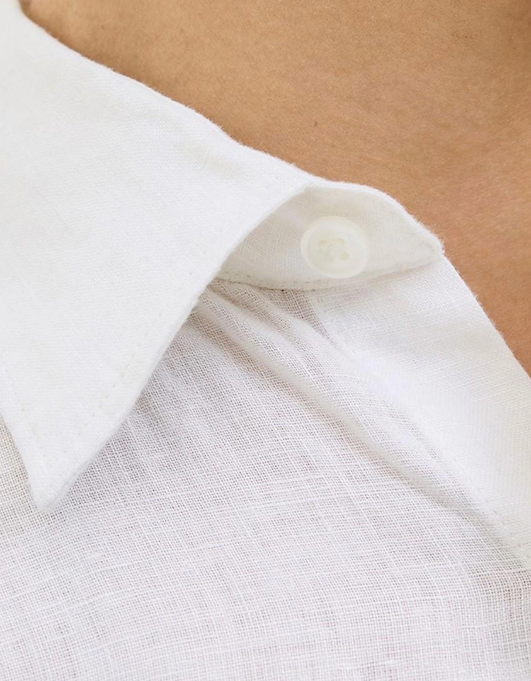 Jack & Jones Linen Mens Shirt Bright White