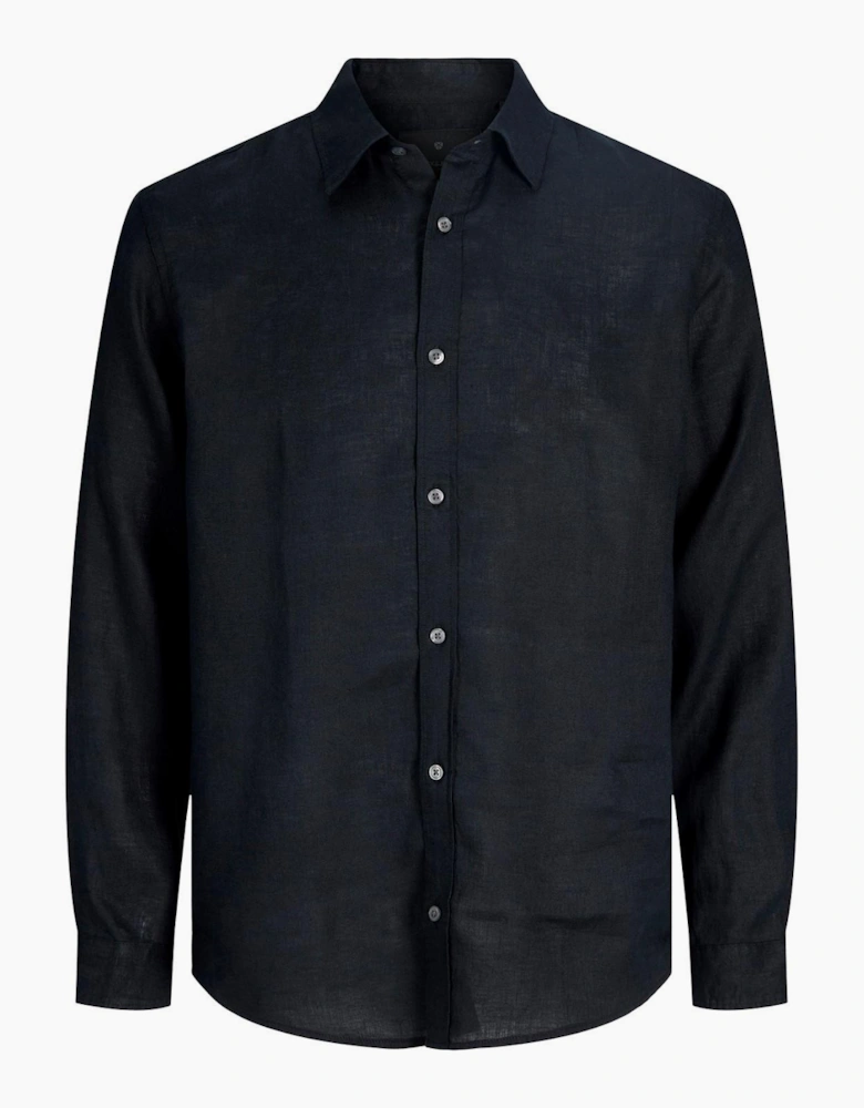 Jack & Jones Linen Mens Shirt Black