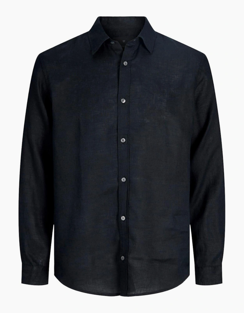 Jack & Jones Linen Mens Shirt Black