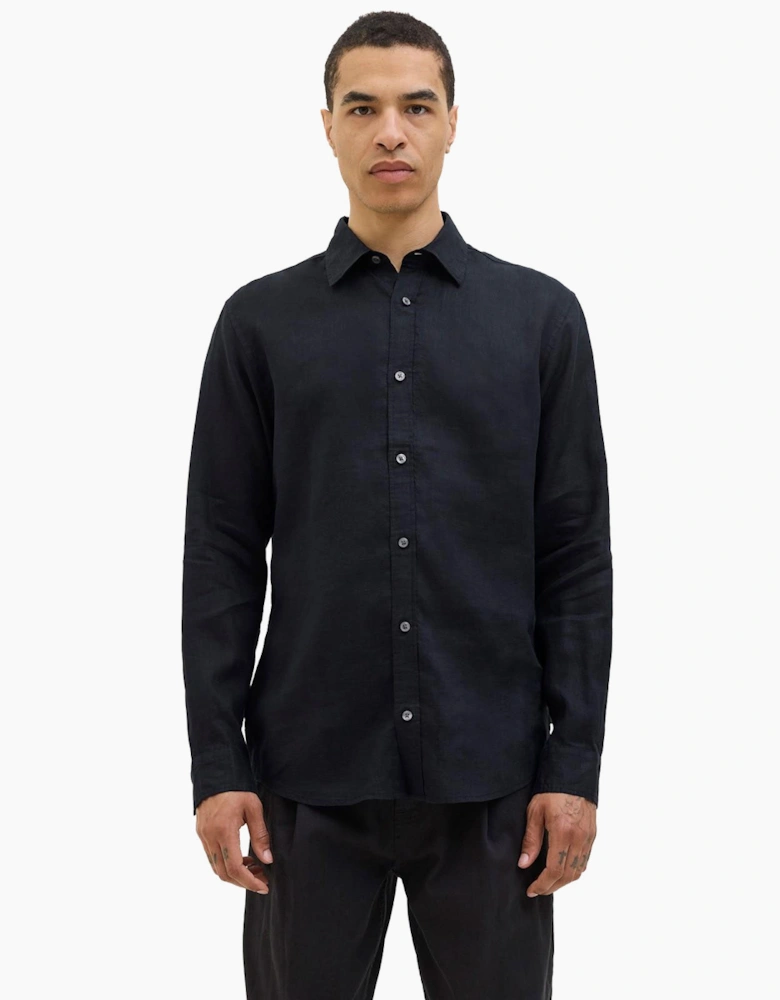 Jack & Jones Linen Mens Shirt Black