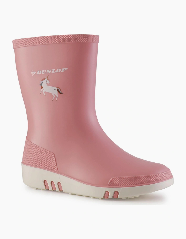 Dunlop Unicorn Kids Mini Wellington Boots Light Pink / White