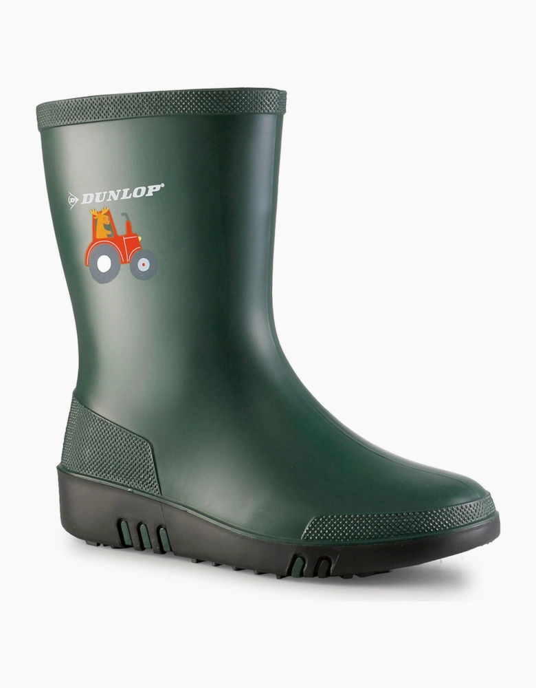 Dunlop Tractor Kids Mini Wellington Boots Heritage Green / Black