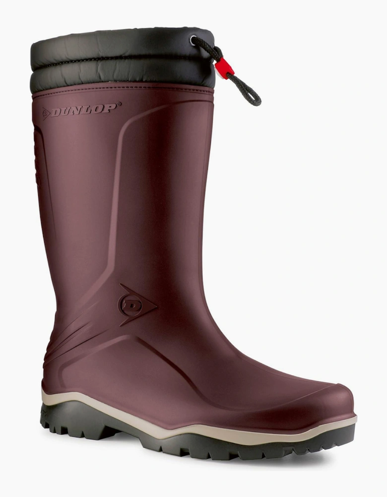 Dunlop Blizzard Fur-lined Wellington Boots Burgundy/Grey/Black