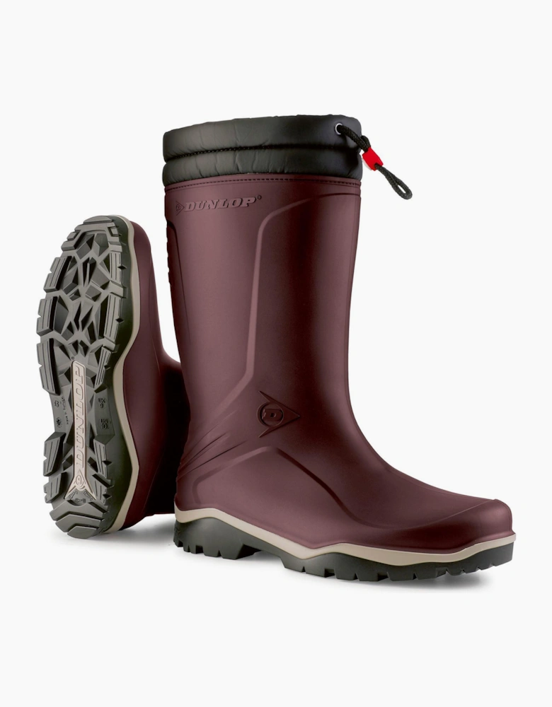 Dunlop Blizzard Fur-lined Wellington Boots Burgundy/Grey/Black
