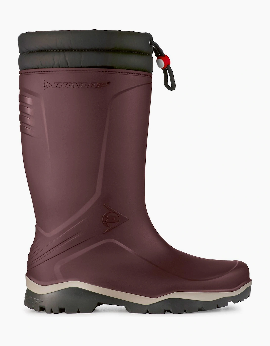 Dunlop Blizzard Fur-lined Wellington Boots Burgundy/Grey/Black