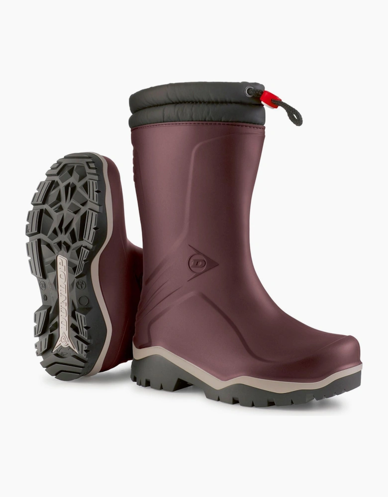 Dunlop Blizzard Kids Wellingtons Burgundy/Grey/Black